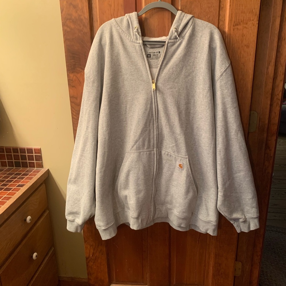 Carhartt men’s hoodie, mid weight, warm, loose fit, HEATHER GRAY, size 4XL.